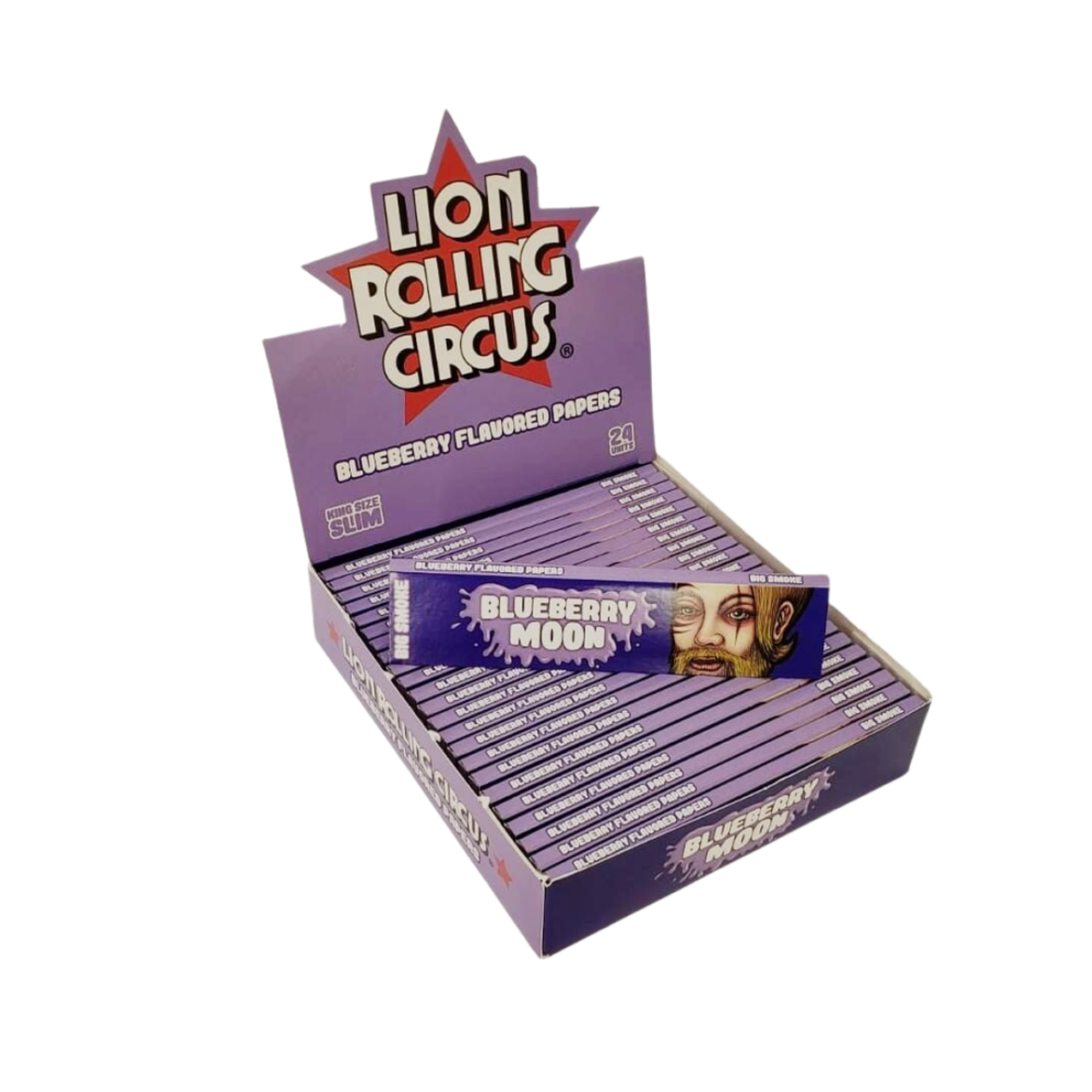 PAPEL CIG LION CIRCUS FLAVORED – BLUEBERRY MOON – KING SIZE C/24 – REF.: 1062 - JVB Distribuidora