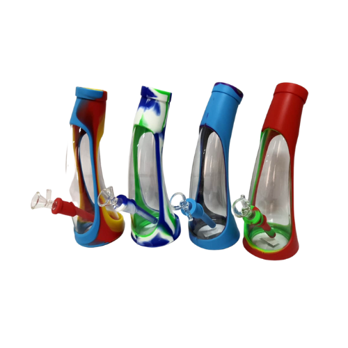 BONG DE SILICONE E VIDRO GRANDE – 24CM – MD – REF 0387 - JVB Distribuidora