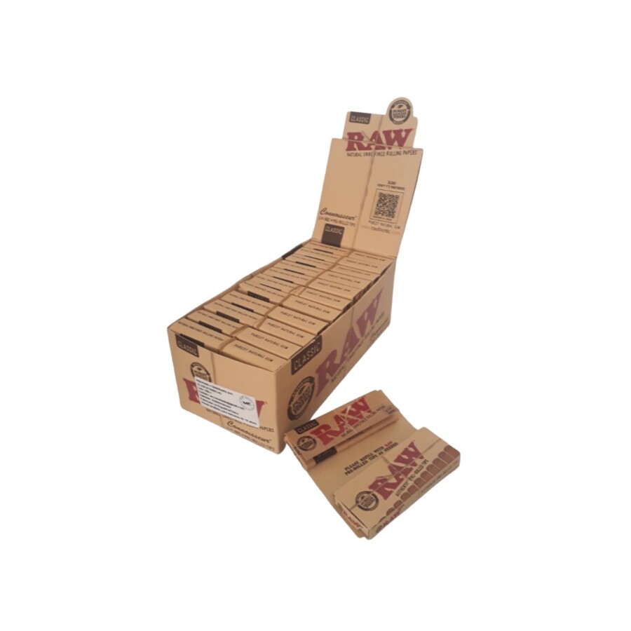 PAPEL CIG RAW CONNOISEUR CLASSIC 1 1/4 SIZE PRE ROLLED TIPS C/24- REF – 1336 - JVB Distribuidora