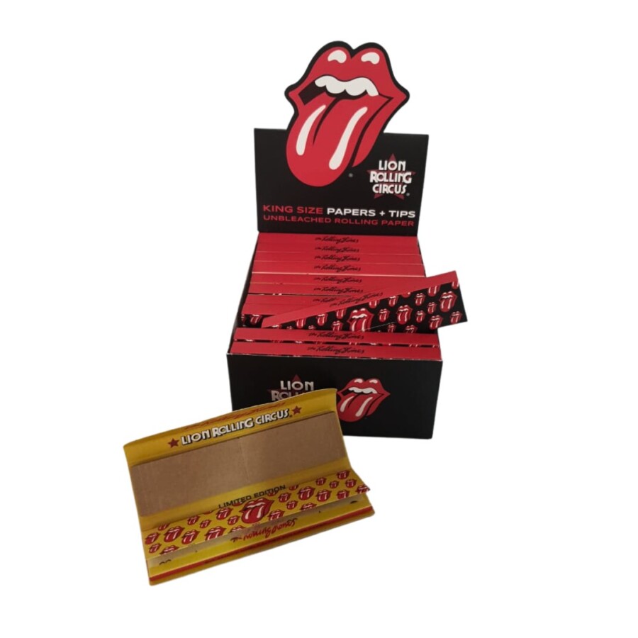 PAPEL CIG LION UNBLEACHED ROLLING STONES KING SIZE + TIPS C/24 – REF – 1546 - JVB Distribuidora