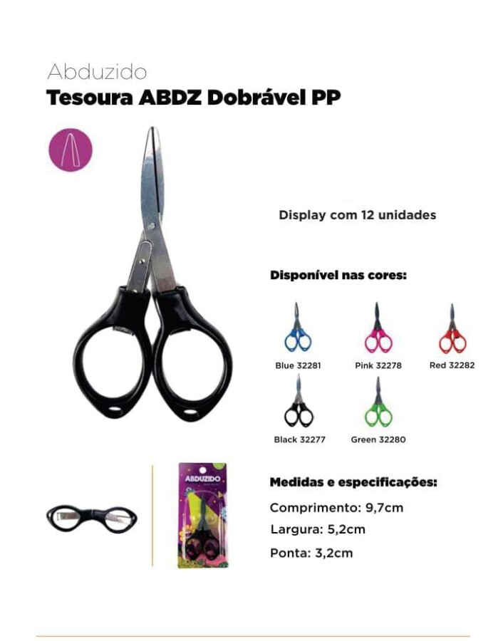 TESOURA DOBRAVEL PP C/12 – ABDZ – REF – 1652 - JVB Distribuidora