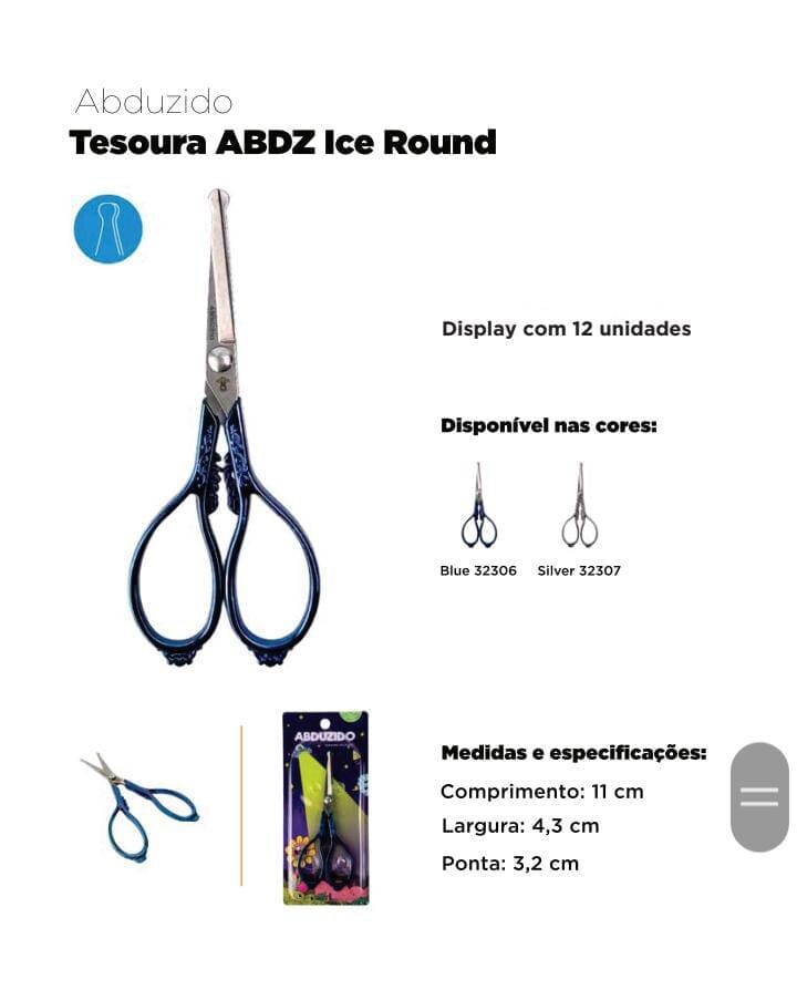 TESOURA ICE ROUND  C/12 – ABDZ – REF – 1657 – - JVB Distribuidora