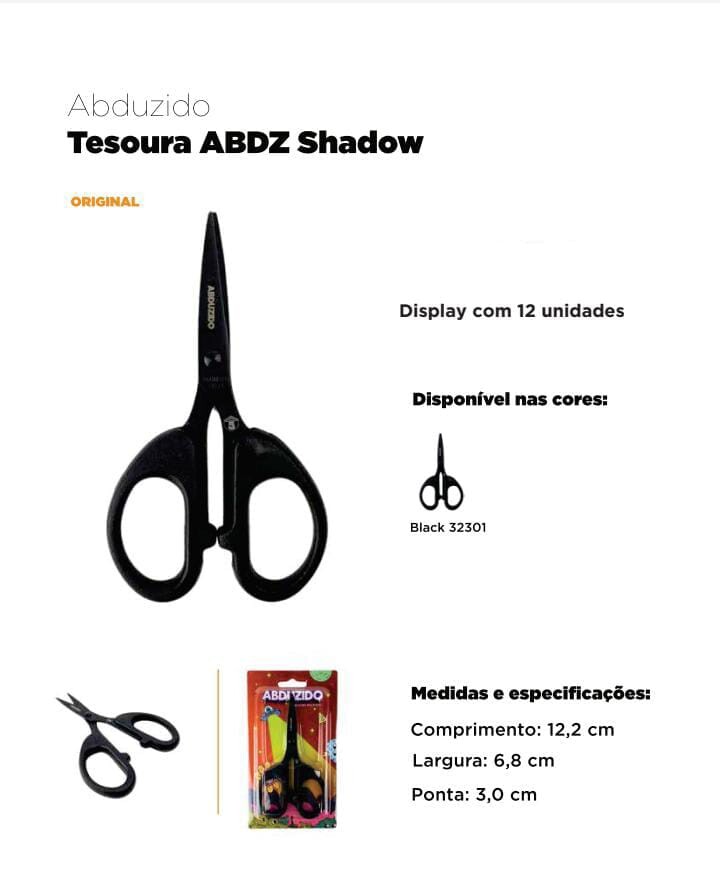 TESOURA SHADOW BLACK  C/12 – ABDZ – REF – 1654 – - JVB Distribuidora