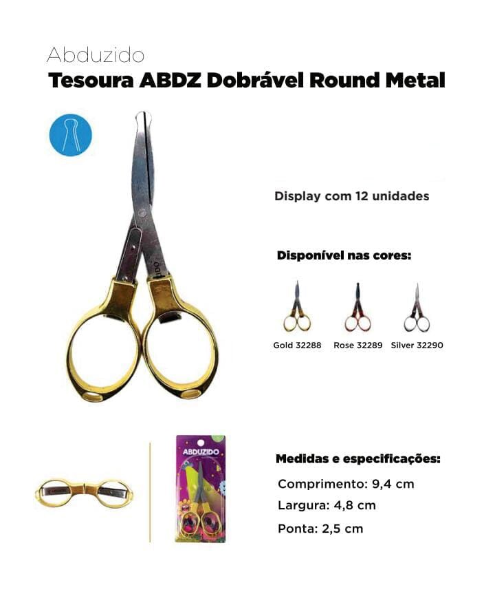 TESOURA DOBRAVEL ROUND METAL C/12 – ABDZ – REF – 1653 – - JVB Distribuidora