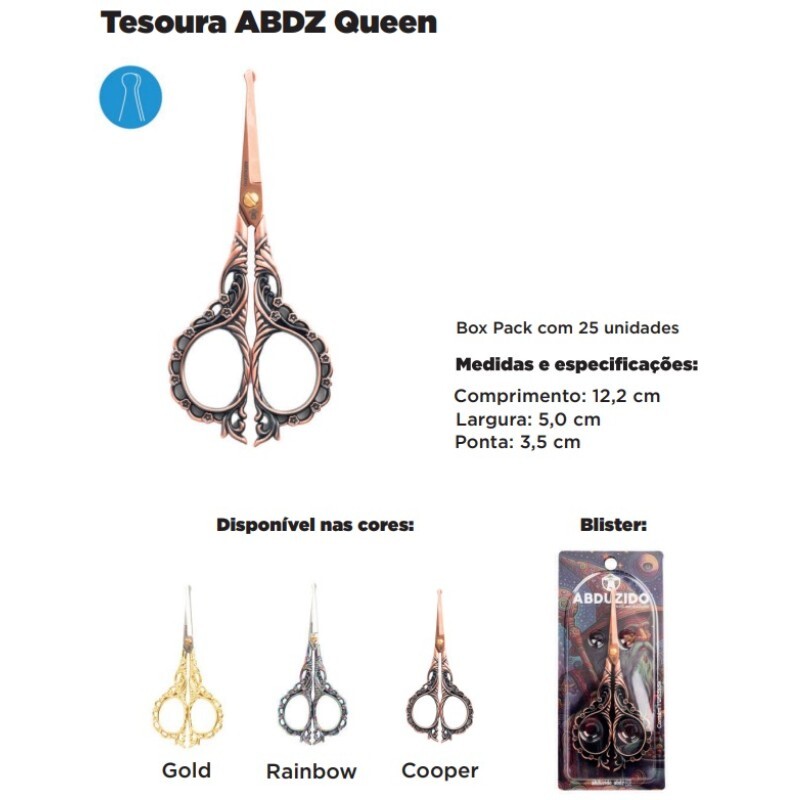 TESOURA QUEEN C/12 – ABDZ – REF – 1828 - JVB Distribuidora