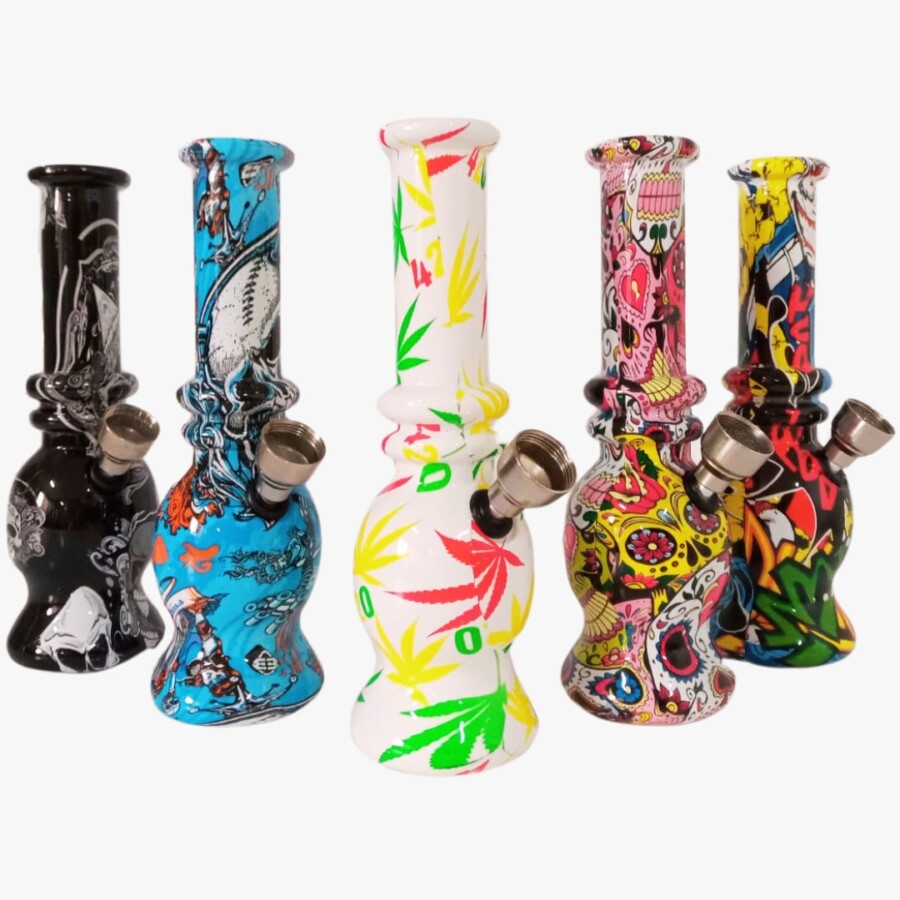 MINI BONG DE VIDRO WATER PIPE – REALITY ESTAMPAS C/12 – REF – 1886 - JVB Distribuidora